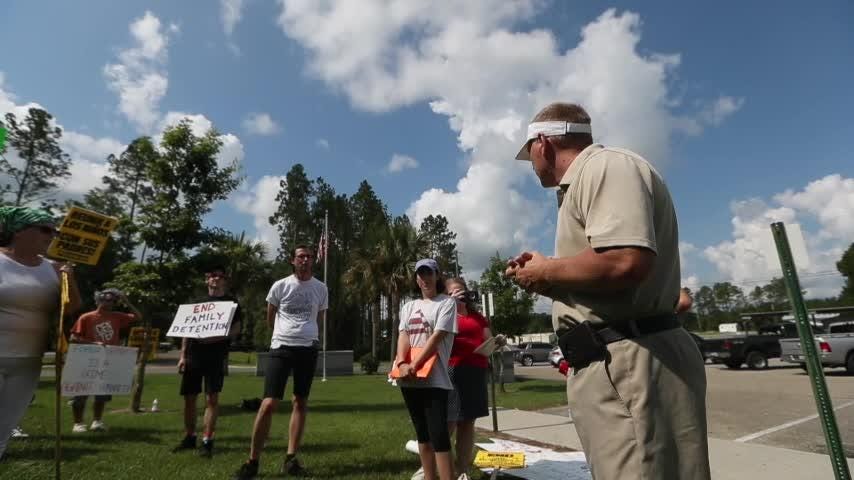 Protesters outside ICE detention facility call for it to be abolished
