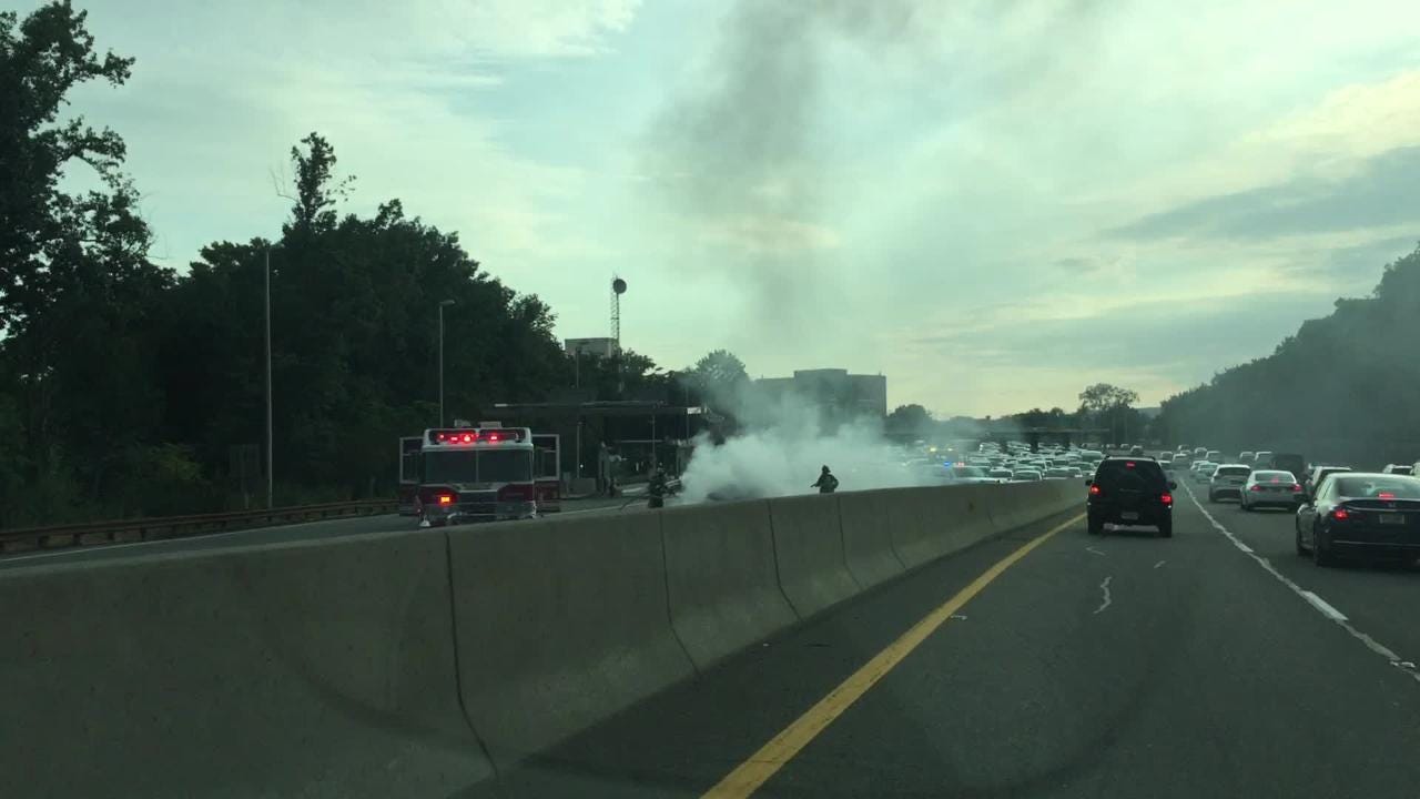 Car fire closes two lanes on Garden State Parkway