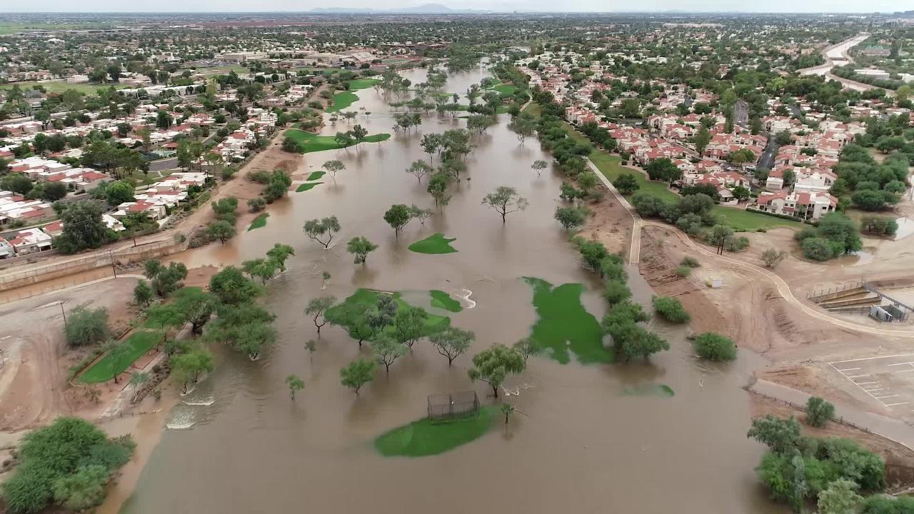Hurricane Rosa Drone Footage Of Flooded Scottsdale Indian Bend Wash 