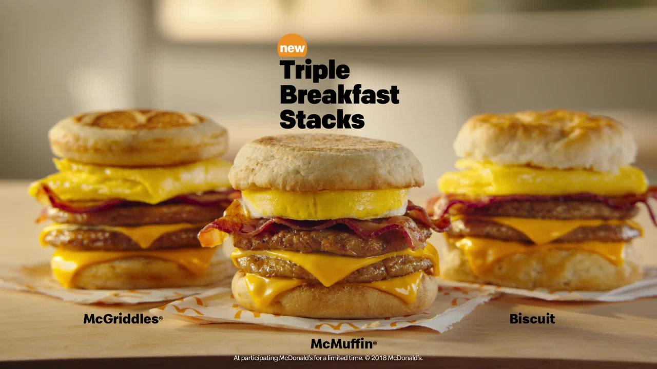 McDonald's offers the new Triple Breakfast Sandwich