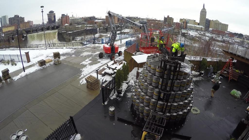 Pitcher this: Watch the Genesee keg tree go up