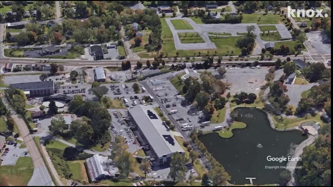 An aerial view of Chilhowee Park