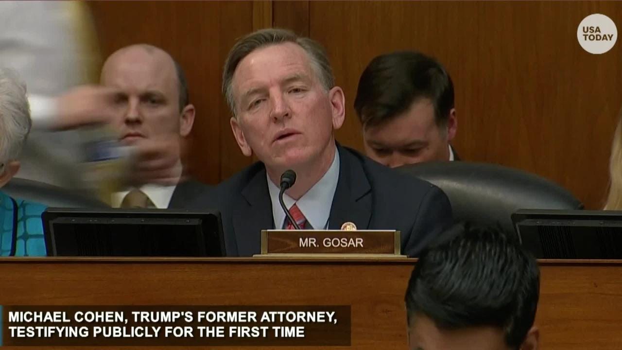 Rep Paul Gosar Insults Michael Cohen Liar Liar Pants On Fire