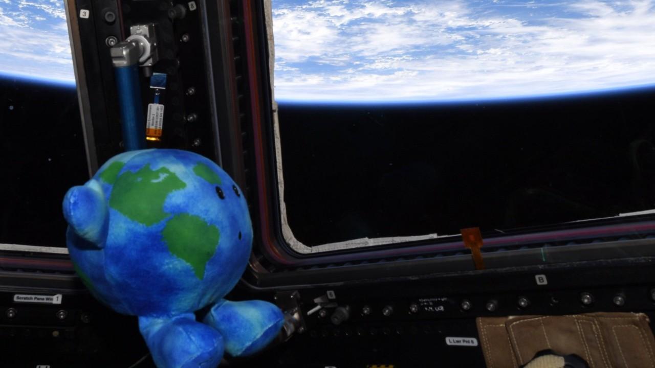 Little Earth plush toy at ISS