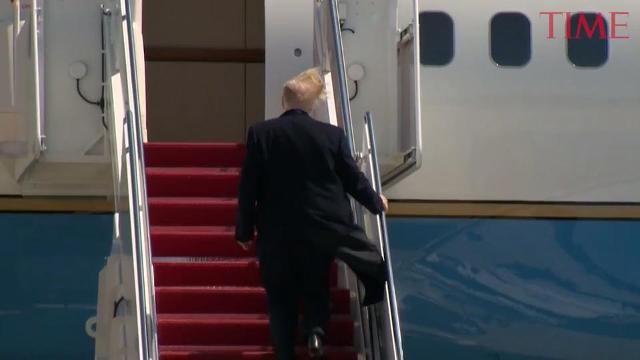 Cameras catch Donald Trump s hair blowing in the wind