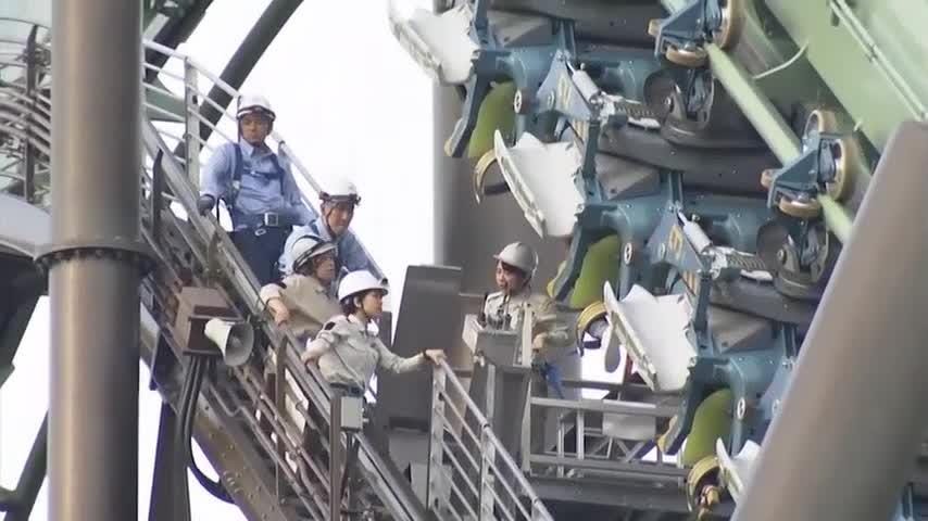 Dozens stuck upside down when Japanese roller coaster stops