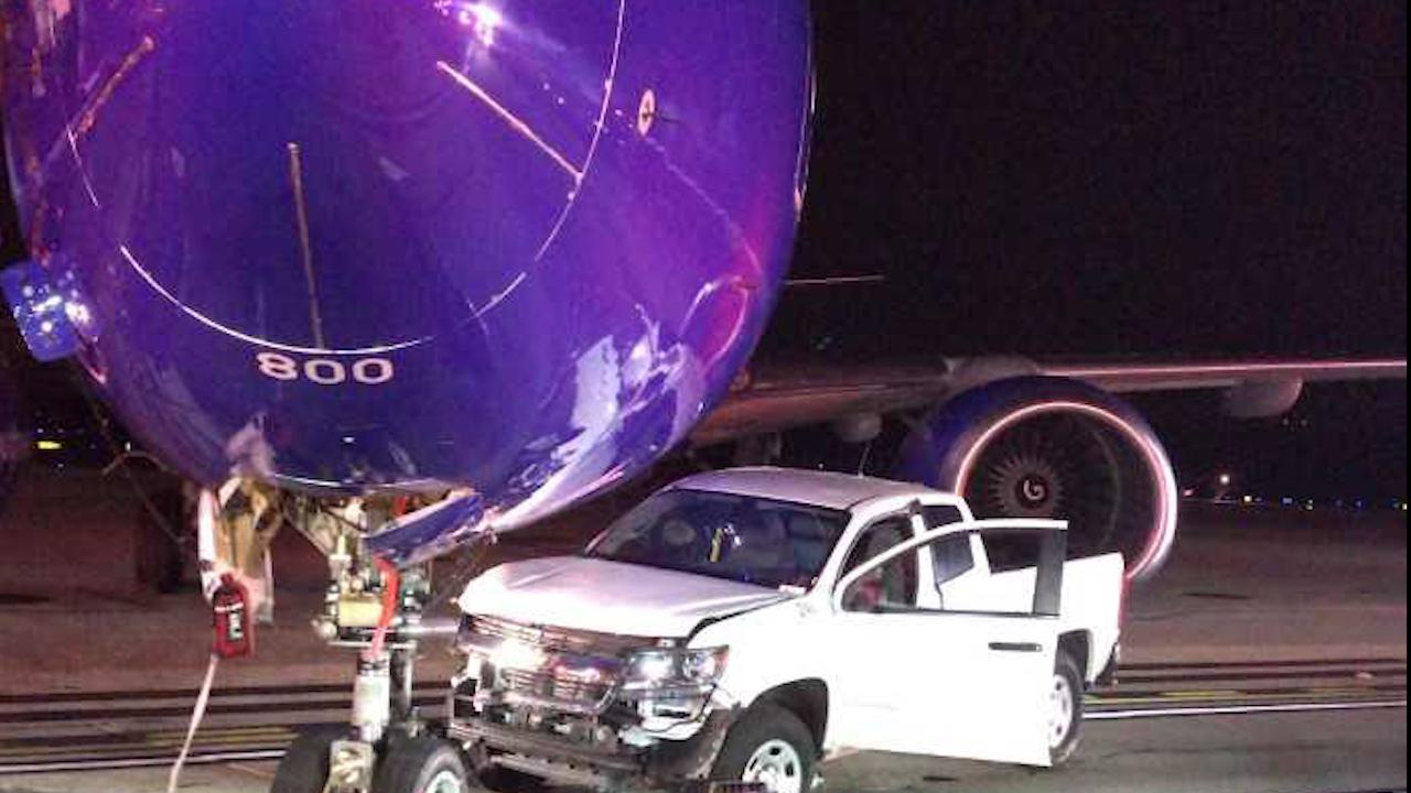 Truck Crashes Into Southwest Airlines Plane