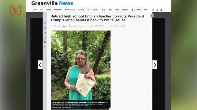 Image result for this teacher corrected a letter by trump