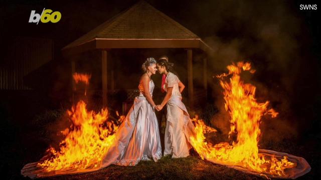 Wedding goes up in smoke as both brides' dresses...