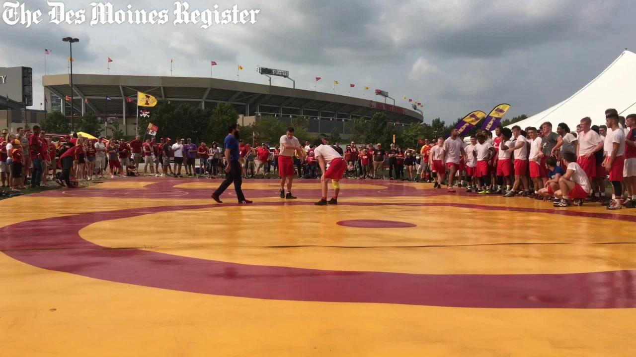 Watch Iowa State Wrestling Practices In Football Parking Lot