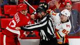 Fights break out between Red Wings, Calgary Flames
