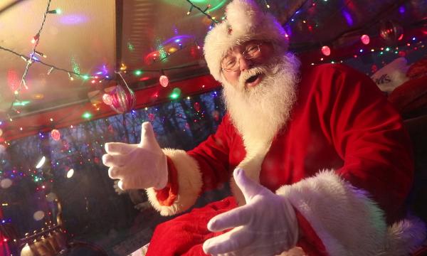 real-life Santa delivers gifts 