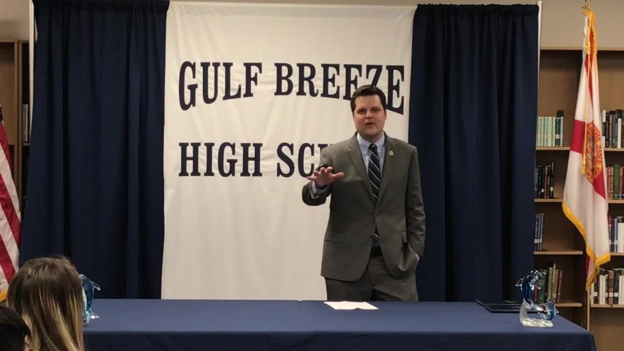 Rep. Matt Gaetz presents service academy nominations at Gulf Breeze