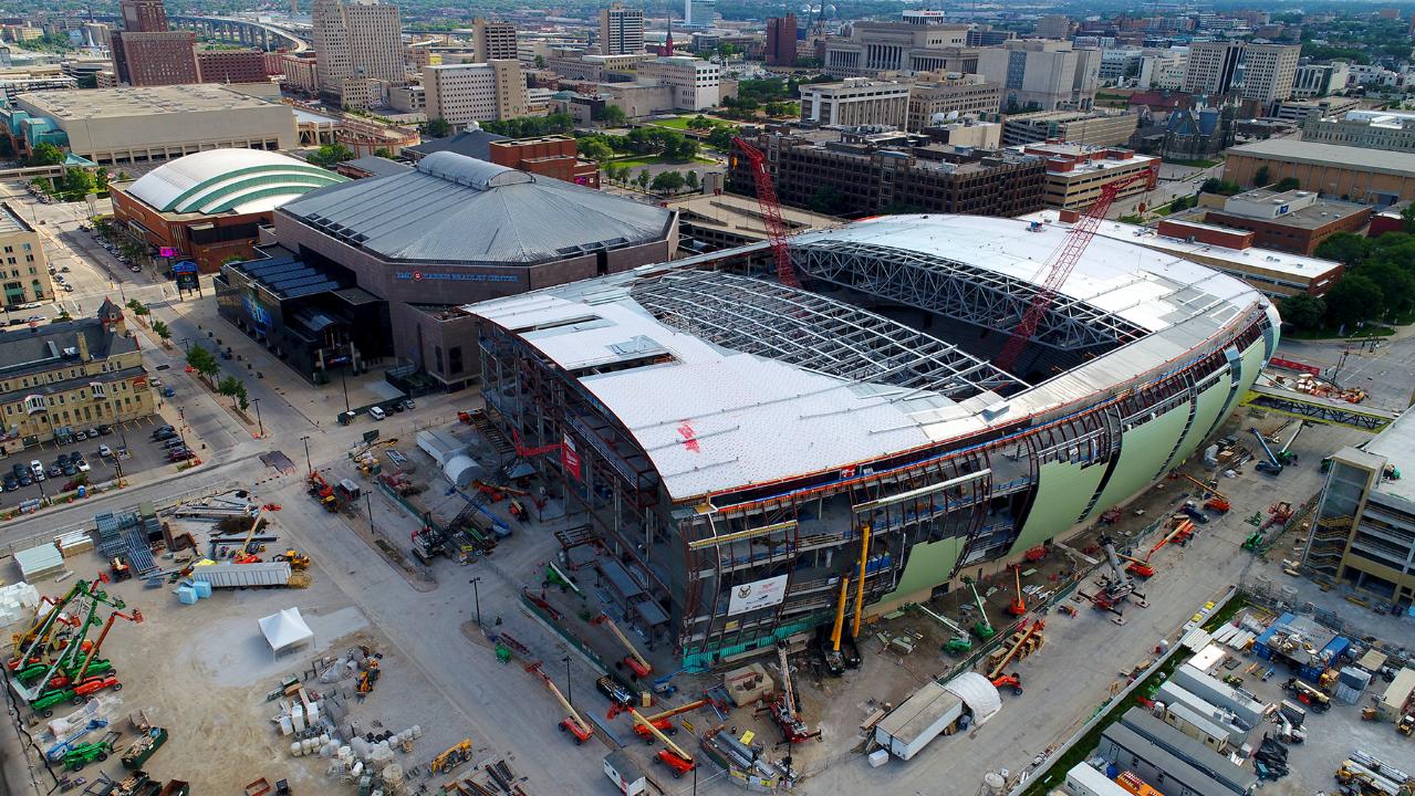 Video: Aerial view from a drone at future Milwaukee Bucks arena