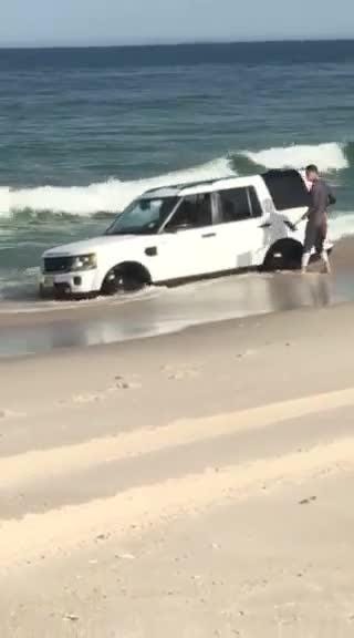 Suv Stuck In Surf At Island Beach State Park