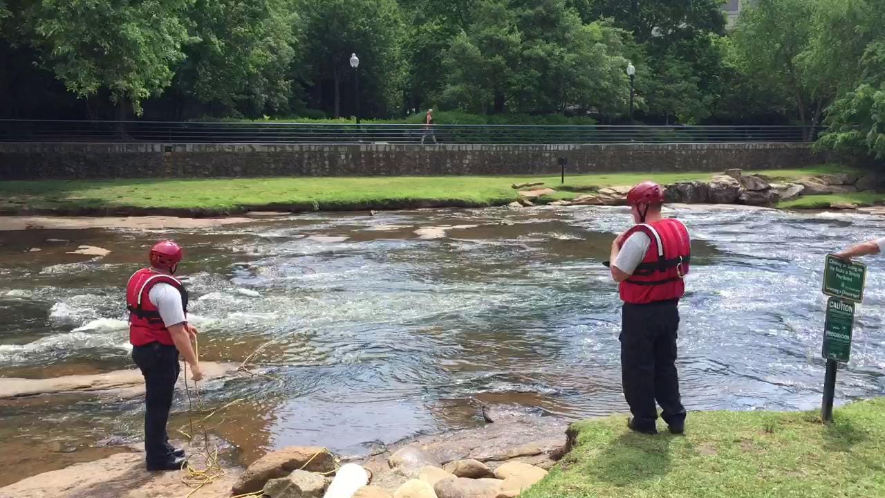Swift water rescue training in Falls Park