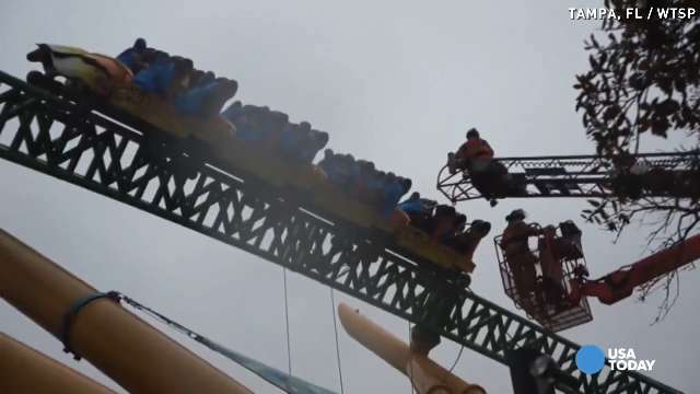 16 people stuck on rollercoaster during storm