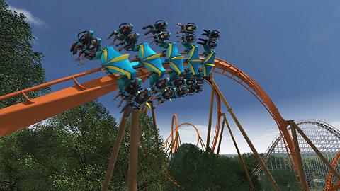 Bird s eye view of Holiday World s Thunderbird roller coaster