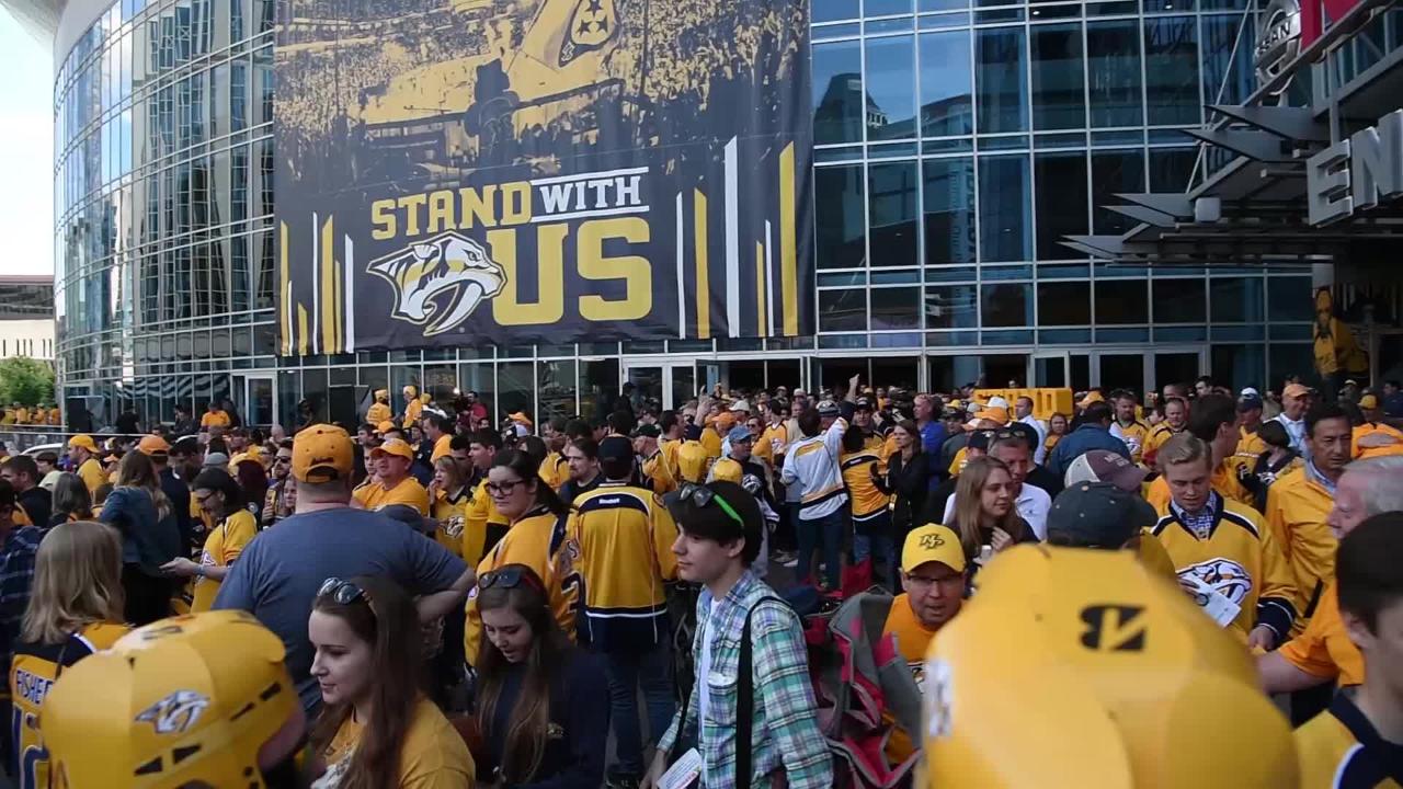 Preds Fan Predators fans celebrate after first second round series win