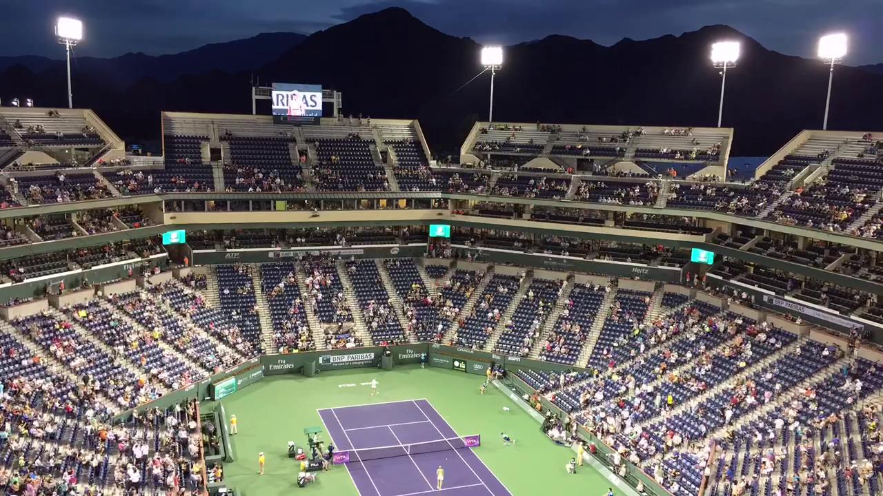 Fans fill Stadium 1 for night session at BNP Paribas Open, March 16, 2015