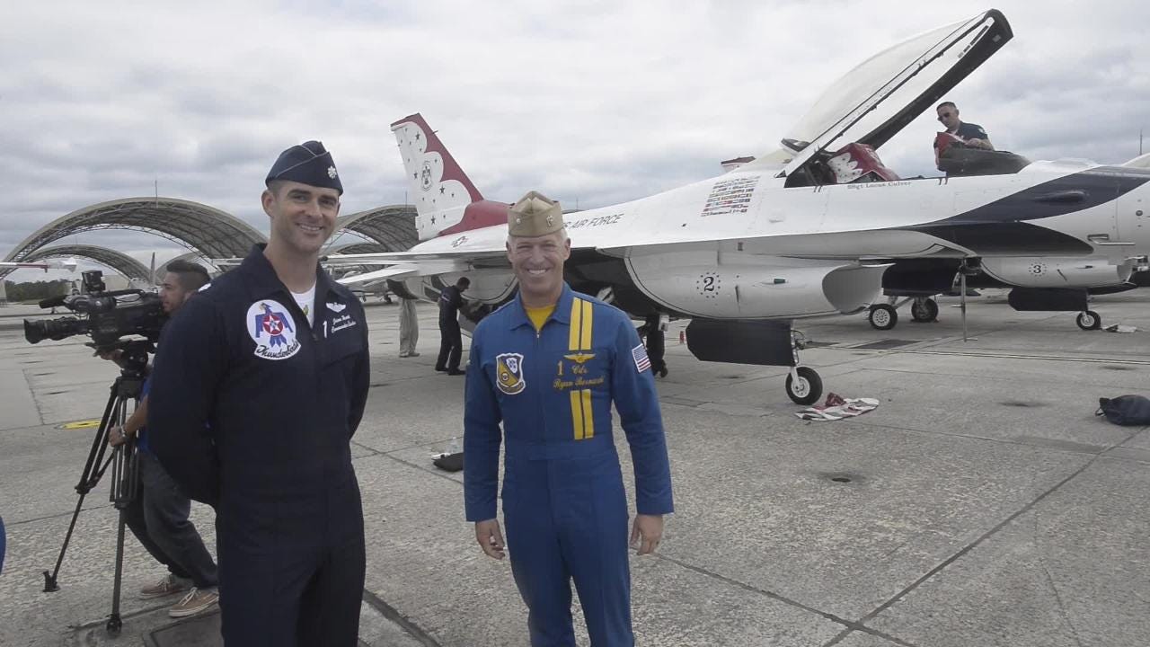 Blue Angels and Thunderbirds together at Pensacola Naval Air Station