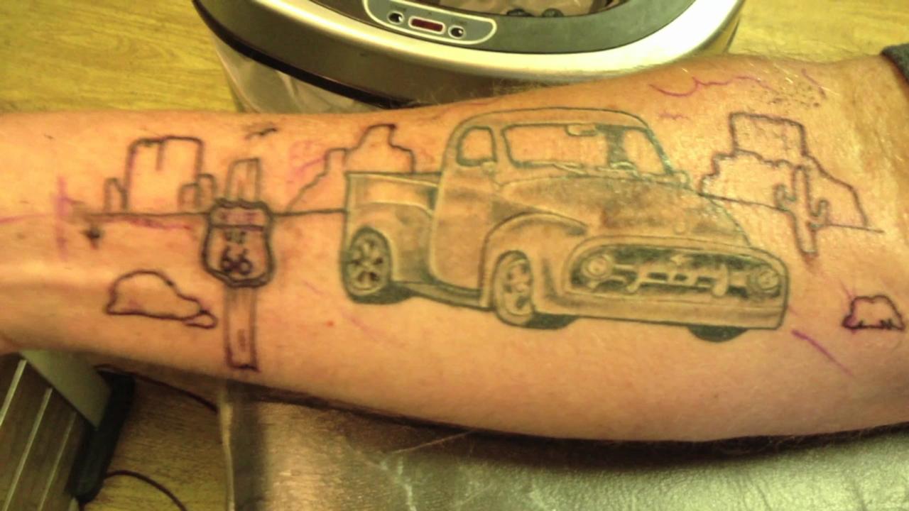 🛞 #tattoo #semi #trucktattoo #landcape tattoo #mentattoos #blackandgr... |  TikTok